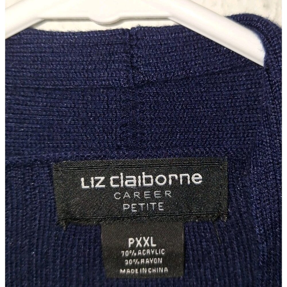 Liz Claiborne Petite Career Womens XXL Blue Wrap Sweater - Picture 2 of 4
